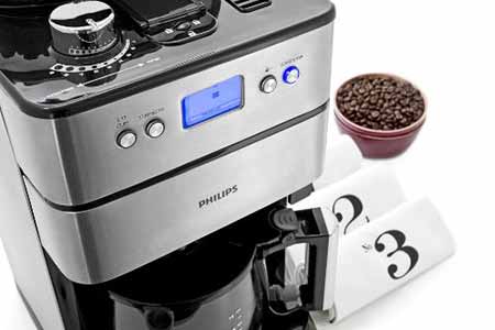 Die Kaffeemaschine mit Mahlwerk Philips HD 7751/00 besitzt ein neunstufiges Mahlwerk